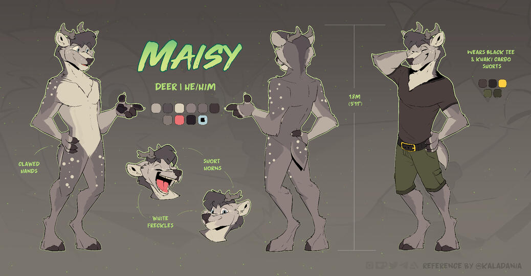 Reference sheet with an extra clothed view and 2 headshots